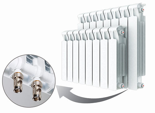 Биметаллический радиатор Rifar Monolit Ventil 350 - 11 секций нижнее правое подключение