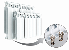 Биметаллический радиатор Rifar Monolit Ventil 350 - 13 секций нижнее левое подключение