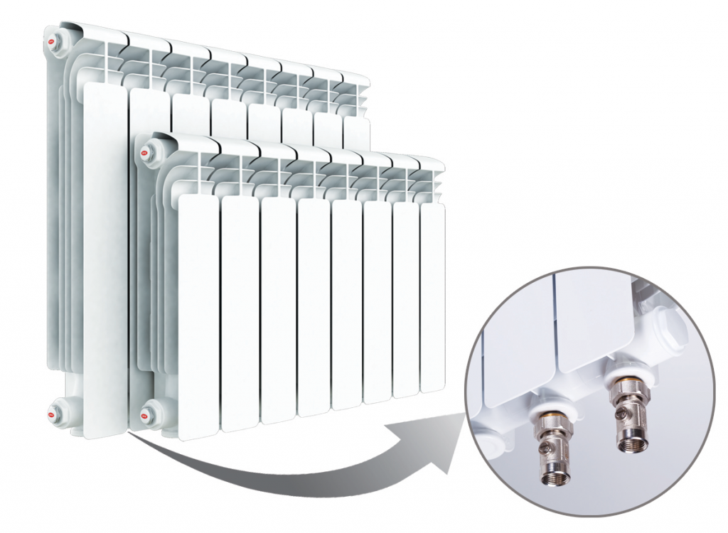 Алюминиевый радиатор Rifar Alum Ventil 500 - 13 секций нижнее левое подключение