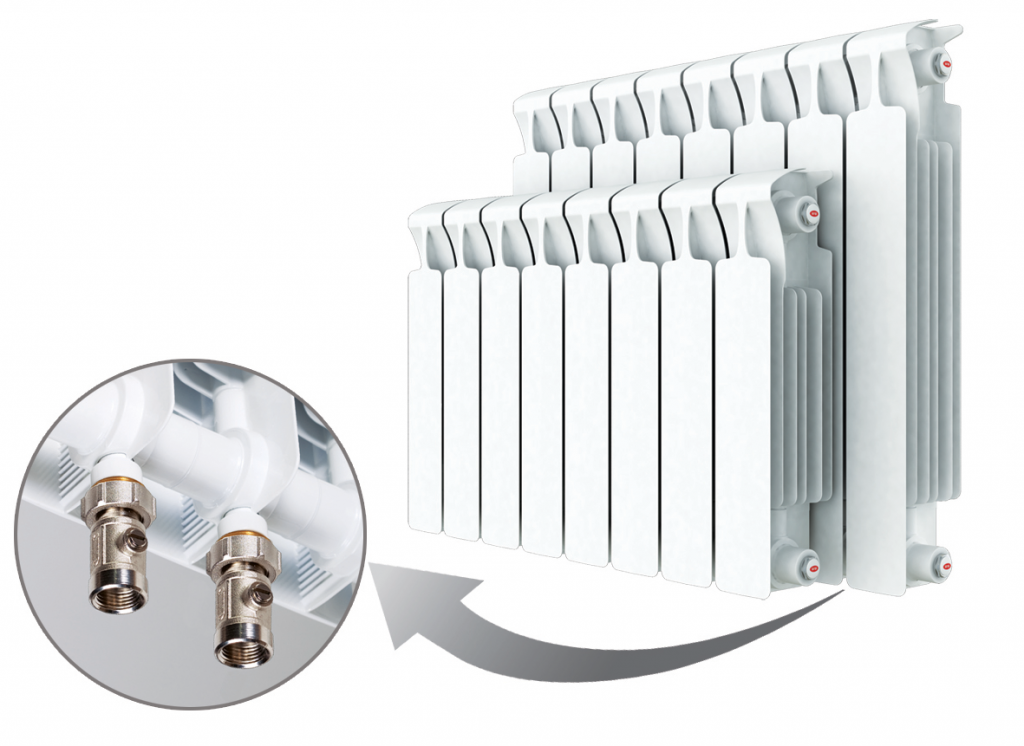 Биметаллический радиатор Rifar Monolit Ventil 350 - 14 секций нижнее правое подключение
